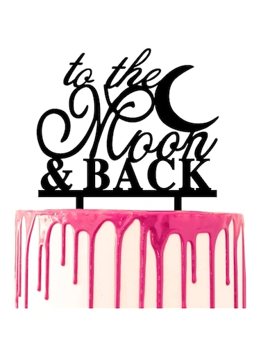 CARISPIBET Decorating Cake Topper with Script to The Moon and Back Cake Decoration Tool Acrylic