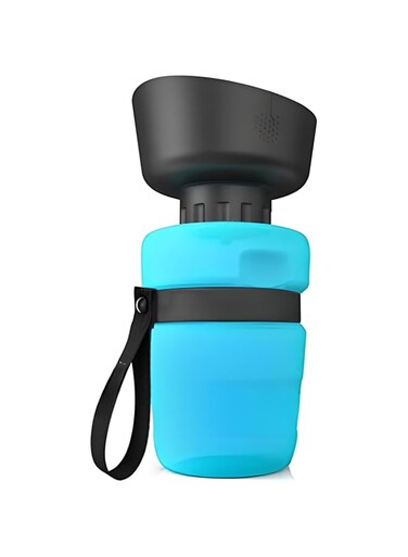 ALMEKAQUZ Pet Travel Water Bottle with 2 Collapsible Bowls, Upgraded 2-in-1 Leak-Proof Design, 18oz Portable Dog Water Dispenser for Hiking, Camping, Walking (BPA Free)