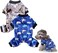 ELECDON 2 Pack Dog Puppy Pajamas for Small Dogs, Cute Cartoon Puppy Pajamas, Fleece Puppy pjs Jammies 4 Leg Dog Clothes Soft and Stretchy for Winter Warm Onesies Jumpsuit Clothing for Pet Dogs Small