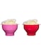 FRESHLY POPPED POPCORN Silicone Microwave 2pcs with Handles Maker Bowl color red and pink