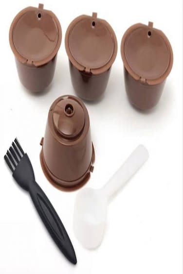 Dolce Gusto Plastic Refillable Coffee Capsule with Spoon Brush 200 Times Reusable Compatible Nescafe Dolce Gusto