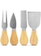 Bastex 4 Pieces Set Cheese Knives with Bamboo Wood Handle Steel Stainless Cheese Slicer Cheese Cutter