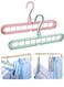 Multi-Purpose Hangers Plastic Collapsible Hanger Organizer for Shirt Closet Hangers Space Saver with 9 Holes Foldable Clothes Hangers Space Saving for Wardrobe (Pink/Green)