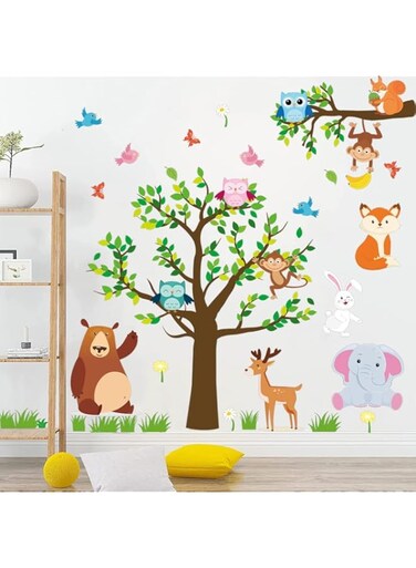 Jungle Animal Wall Stickers,Wall Paper Sticker Wall Decals for Kids Baby Bedroom Classroom Kindergarten