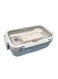 East 3 Compartment lunch box, 840 ml, 1 Small container and 1 Fork Heavy Plastic, BPA Free Food Grade, for School Kids, College and Outdoor - Blue