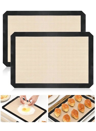 Pack Silicone Baking Mat, Reusable Silicone Baking Sheets for Oven, BPA Free Nonstick Bakeware Mats for Cookies, Macarons, Bread and Pastry(Black)