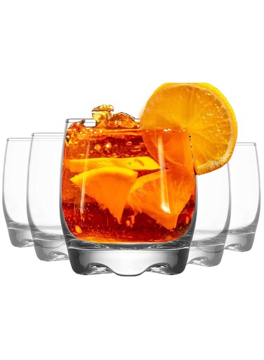 Tumbler Glass Set of 6. Use as Drinking Glasses. Scotch. Bourbon. Cocktails. Lowball Bar Tumblers. Water and Juice Tumbler. Tumblers Cup for Drinks. Gift for Men, Friends and Relatives (Design T33)
