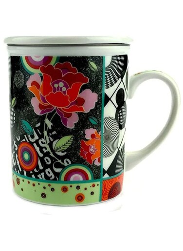 Microwave Safe Fine Porcelain Palina Mug with Lid And infuser for Loose Leaf Tea (0.2L) 3pc