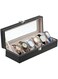 6 Wrist Watches Box Window organizer Box for Save 6Wrist Watches Case Boxes jewelry Display Case Storage Holder (Black)
