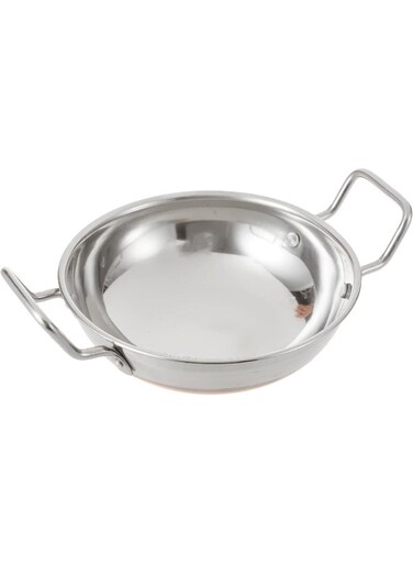Copper Bottom Kadai Cooking Pot with Double Handle, CBK002 - 19 cm, Deep Frying pot, Mixing Pot, Roasting Pot Copper 19cm