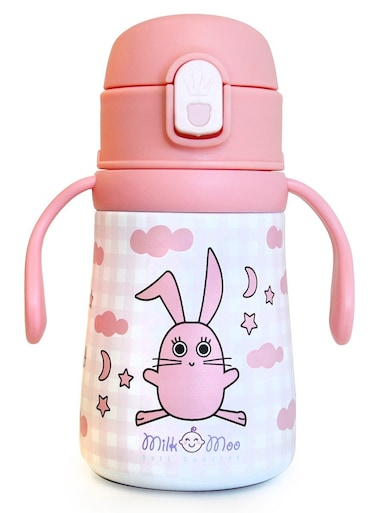 &amp; Moo Kids Stainless Steel Thermos Water Bottle with Bag 360ml, Colorful Chancin Design, Ergonomic Handle, Leakproof and BPA Free, Eco-Friendly Material, Ideal for Pre-school, Kindergarten, Picnic, Travel
