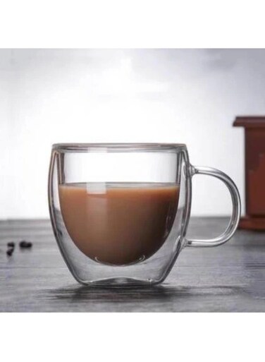 Mantock Double Wall Transparent Mug 150 ML - Set of 2 pieces