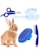 SKEIDO 4 Pieces Rabbit Grooming Kit with Rabbit Grooming Brush Pet Hair Remover Pet Nail Clipper Pet Comb Pet Shampoo Bath Brush with Adjustable Ring Handle for Rabbit