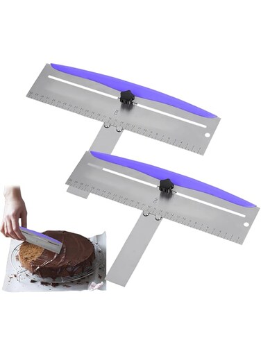 12 Inch Cake Scraper Smoother, 2 Pcs Cake Scraper, Icing Spatula, Stainless Steel Cake Bench Scraper Decorating Tools For Icing Frosting Cream Edge For Mousse, Cream Cake, Cake Frosting Smoother