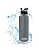 AleeiK Sports Water Bottle -1.2L   Leak Proof, Vacuum Insulated Stainless Steel, Double Walled Water Bottle With Straw   Wide Mouth Hot &amp; Cold Sports Thermos, 40 Oz (Grey)