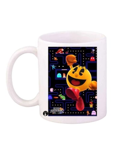 Pac Man Printed Mug White/Black/Yellow
