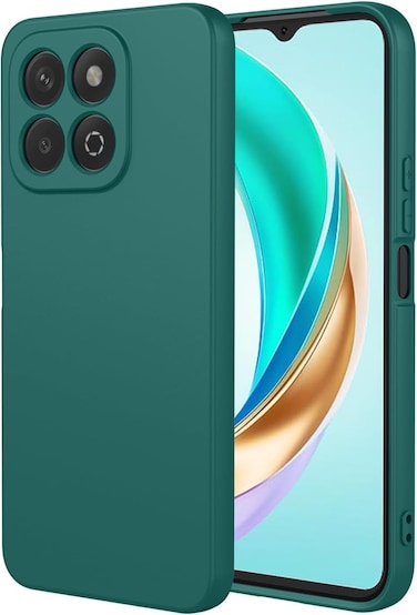 Case for Honor X7d Liquid Gel Rubber Bumper Case with Soft Microfiber Lining Cushion Slim Shockproof Protective with Camera Protection Cover for Honor X7d 5G (Green)