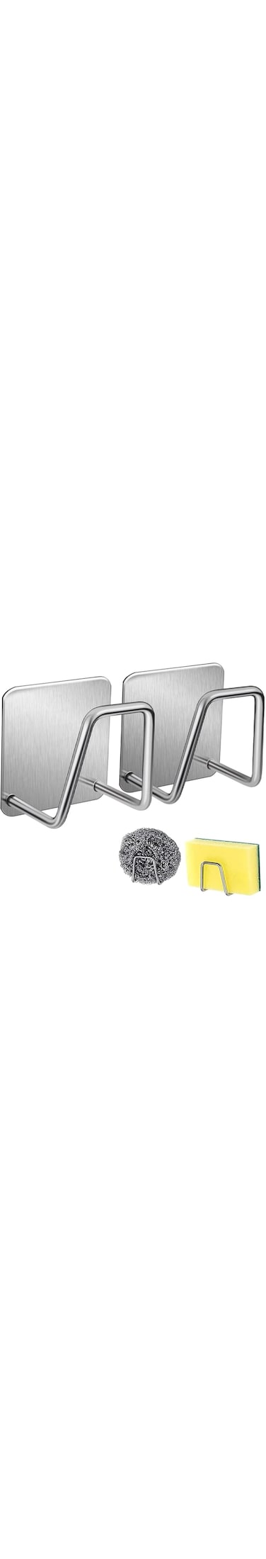 Lonimia 2Pcs Sponge Holder for Kitchen Sink，Strong Adhesive Small Sponge Holder，Sink Holder for Brush and Sponge，Premium Rustproof SUS304 Stainless Steel Rust Proof Waterproof (Silver)