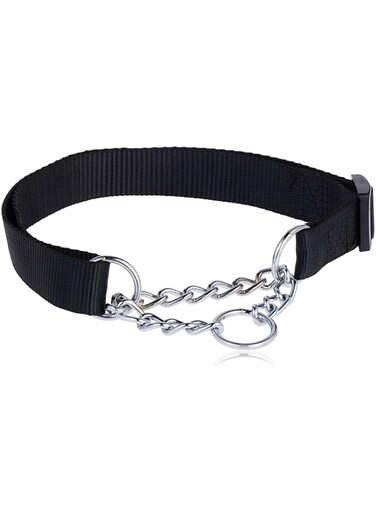 Duvo+ Nylon Dog Semi Choke Collar, 45 to 70 cm/25 mm, Black