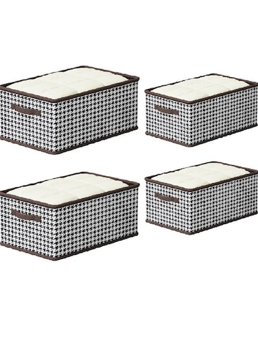 Foldable 4 Pack Storage Bags Clothes Storage Bins Closet Organizers Travel Garment Underbed Storage Containers Space-saving bags Home Office （44*30*20) (50*35*25) x2