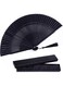 Silk Folding Fan, Bamboo Wood Hand Fan Japanese Vintage Retro Style Handmade Handheld Fan with a Fabric Sleeve and Tassels for Home Decoration Party Father's Day Wedding Dancing Easter Summer Gift
