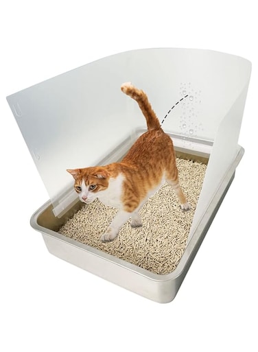 AAiphuwew 3 Pcs Connectable Cat Litter Box Pee Shields High Side Easy Cleaning Anti-Splashing Litter Pan Shield - Litter Box Not Included