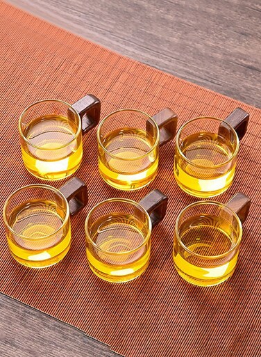 - Pack Transparent 110Ml High Borosilicate Glass Coffee Cups With Wooden Handles &acirc;&euro;&ldquo; Round Design For Coffee &amp; Tea Enthusiasts