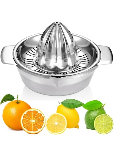 Tazweeq 1 Pack Citrus Lemon Orange Grapefruit Juicer Manual Squeezer 304 Stainless Steel Robust Hand Juicer Reamer Rotation Press, Dishwasher Safe, Easy to Clean, Heavy Duty