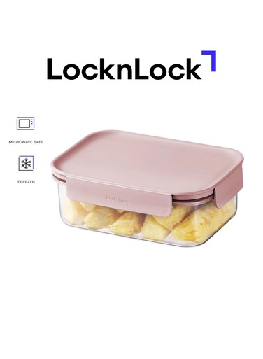 Classic Plus Rectangle Food Container &acirc;&euro;&ldquo; 420ml Pink, 4-Side Locking, Stackable &amp; Leakproof