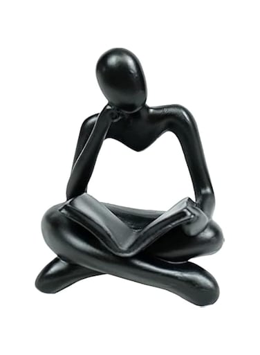 Benting Resin Statue Thinker Style Decoration Abstract Sculptures Collectible Figurines for Home Decor Modern Office Shelf Desktop (Black)