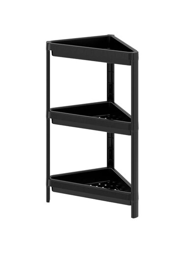 KNP Corner shelf unit, black, 33x33x71 cm - It fits in the smallest of bathrooms, but there&rsquo;s plenty of space on the shelves for all your toiletries from shampoo bottles to soap and small items.