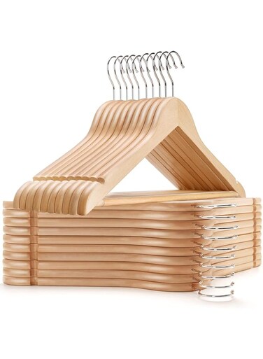 Ankila Home Wooden Hangers, Non Slip Wood Clothes Hanger for Suits, Pants Hanger, Skit Hangers 360&deg; Swivel Hook Heavy Duty Clothing Hanger Set - Coat Hangers for Closet (10)