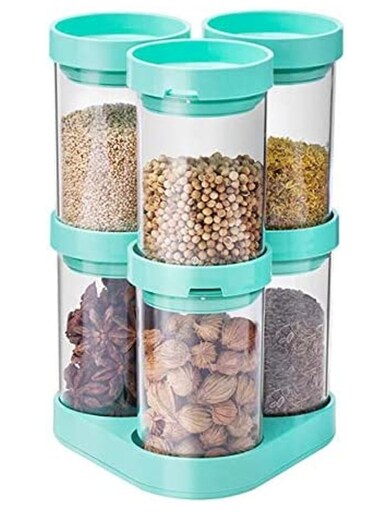 Spice Jars Condiments Organizer Storage Jars Bottle Airtight Containers, Rotating Base Spice Jars Set 6pcs/Set