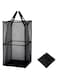 Munyee Hua Mesh Waterproof handheld Collapsible Large laundry hamper Bag, Clothes sorting and storage Foldable and Handle Basket-Good helper for sorting, tidy space (1, Black-Double layers)