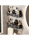 2 Pack Bathroom Shelves with 8 Hooks andTowel Bar, Aluminum Rustproof Bathroom Storage Organizer Shelf Shower Caddy Rack, Bathroom Shower Baskets Wall Storage Shelves for Bathroom Kitchen (Rectangle)