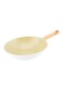 Swiss Crystal High Quality Ceramic Coating Non-Stick Wok Pan - 28cm - Natural Wood Handle - Beige