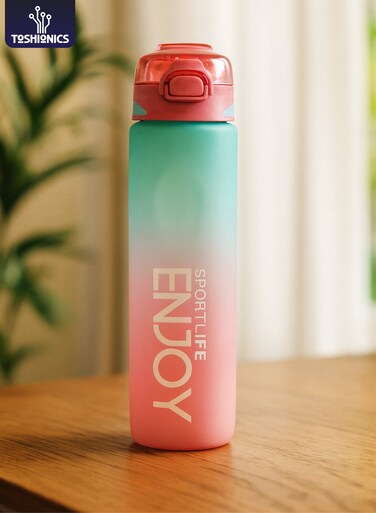 1000ml Leakproof Water Bottle with Straw and Handle &acirc;&euro;&ldquo; BPA-Free Lightweight Reusable Sports Hydration Bottle for Adults, Kids, Men, Women &acirc;&euro;&ldquo; Gradient Frosted Plastic Drink Bottle with Wide Mouth and ML Water Level Markings &acirc;&euro;&ldquo; Ideal for Gym, Fitness, Yoga, Office, School, Travel, Hiking, Biking, Camping, and Outdoor Activities
