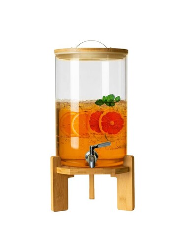 Dispenser, 5L Glass Drink Dispenser with Stand, Drink Dispenser for Parties, Beverage Dispenser With Stand 304 Stainless Spigot Hot Beverage Dispenser