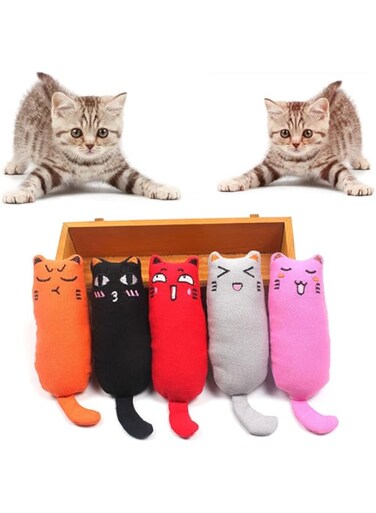 ORiTi 5pcs Cat Catnip Toys Cat Chew Toys Soft Cat Toys Set Cute Cartoon Animal Toy Funny Toy for Teeth Cleaning Playing Chewing Grinding Claw, Catnip Filled Toys Cat Toy for Cat Kitten Kitty