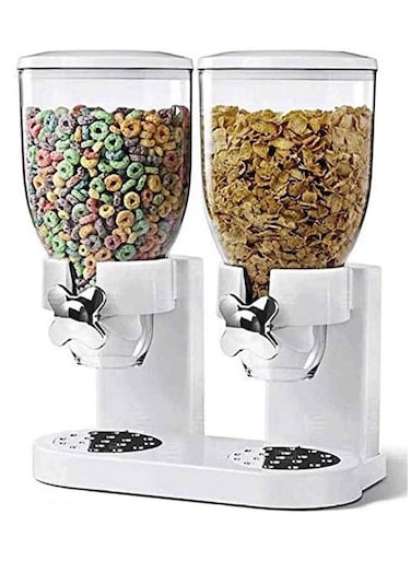 Gallery Double Container Cereal Beverage Dispenser White/Clear 19x32x41centimeter