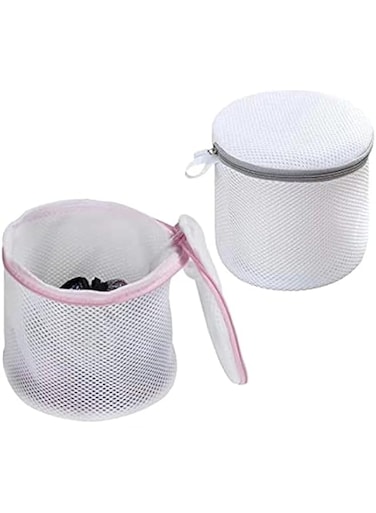 IREES 2 Packs Bra Wash Bags Reusable for Lingerie,Yoga Bra,Hosiery,Stocking,Underwear Laundry Bags, Mesh Wash Bags with Premium Zipper for Women(2, White)