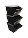 WTM BBCL- Three Pack of Stackable Bins with Hinged Lids 24 Quart Size (pack of 3) Black/Clear