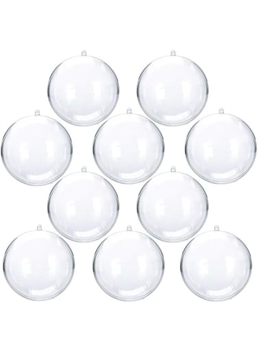 UNIQLED Clear Plastic Fillable Christmas DIY Craft Ball Ornament - Pack of 10 (70mm)