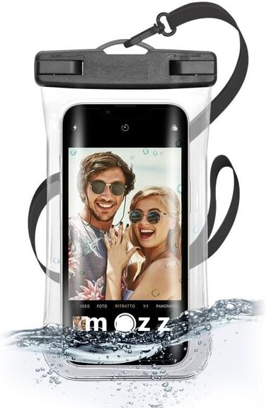 Waterproof Mobile Phone Case, IPX8 Underwater, Pack of 2, Clear, for iPhone 16, 15, 14, 13, 12, 11 Pro Max Plus, Galaxy S24, S23, A15,xiaomi up to 7 Inch (Black)