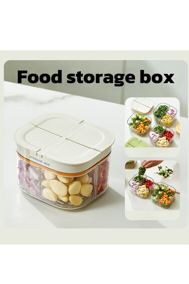 Food Storage Box Separate Lids Keep Ginger Garlic Fresh, Odor-Proof, Fridge Organizer