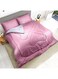 Linen Klub Reversible Down Alternative Comforter Set -Ultra Soft Brushed Stripe Microfiber Fabric, 200GSM Soft Fibersheet Filling, Size :Single 160 x 200cm , Color: Pink &amp; Light Grey