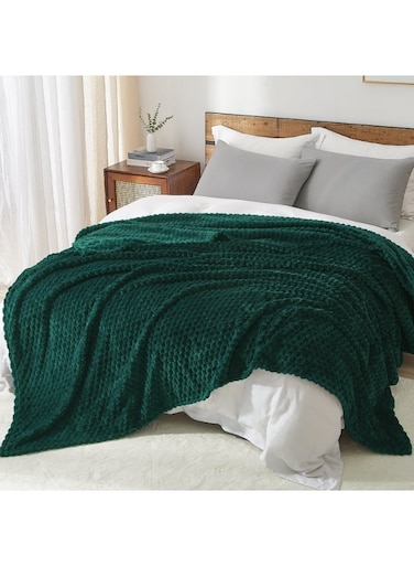 Ultra Soft Flannel Fleece Blanket King Size (274cm x 229cm), Lightweight 3D Jacquard Fleece Blanket, No Shedding, No Pilling, Luxury 340GSM Aesthetic Fluffy Cozy for Bed Room Decor, Dark Teal