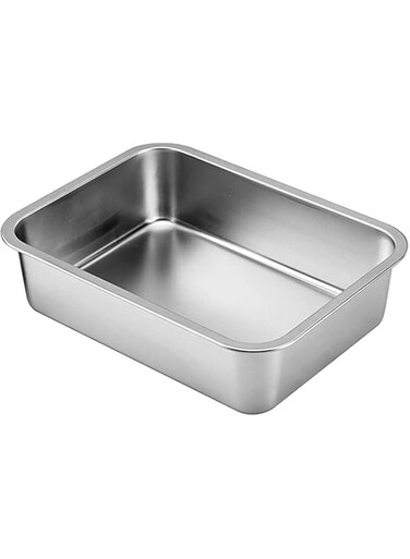 Stainless Steel Litter Box for Cat and Rabbit Odor Control Non Stick Smooth Surface Easy to Clean Never Bend Rust Proof Sliver