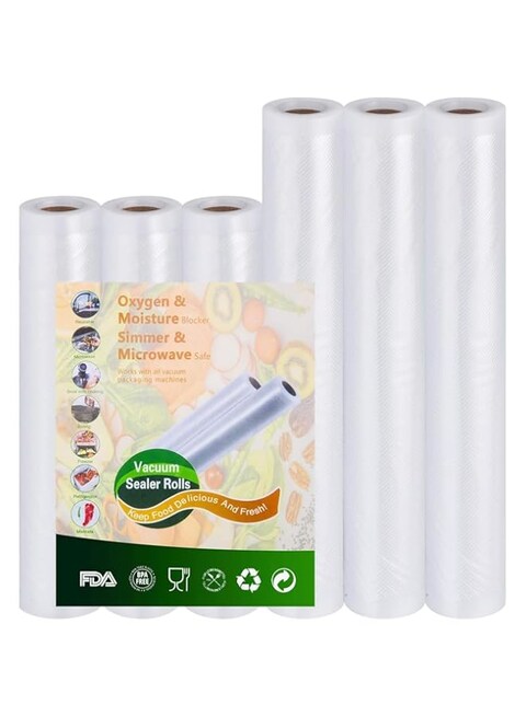 Aputue Vacuum Sealer Rolls, 6 Pack BPA Free Heavy Duty Vacuum Sealer Bags for Freezer Food Storage and Food Saver Sous Vide Mircowave (20cmx3m*3, 28cmx3m*3)