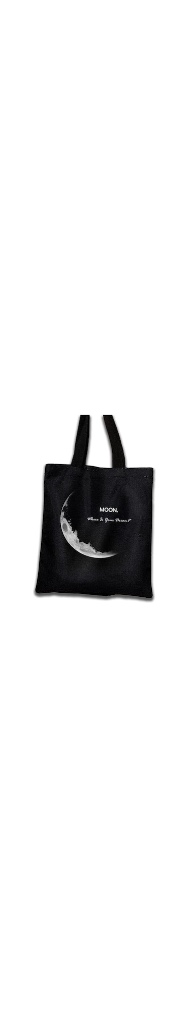 Moon Design Canvas Tote Bag, Black Shopping Bag with Lunar Print